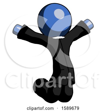 Blue Clergy Man Jumping or Kneeling with Gladness by Leo Blanchette