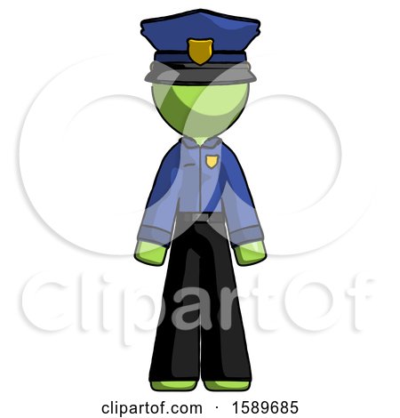 Green Police Man Standing Facing Forward by Leo Blanchette