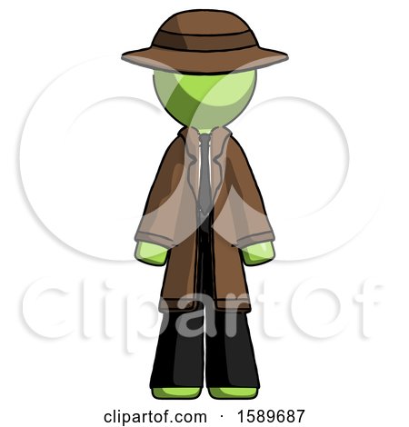 Green Detective Man Standing Facing Forward by Leo Blanchette