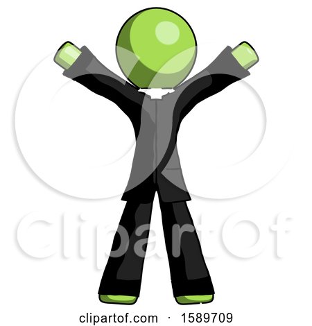 Green Clergy Man Surprise Pose, Arms and Legs out by Leo Blanchette