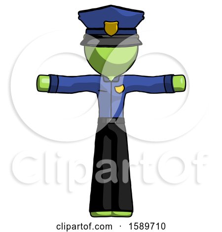 Green Police Man T-Pose Arms up Standing by Leo Blanchette