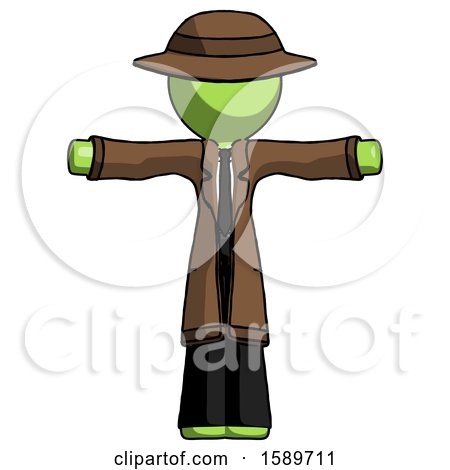 Green Detective Man T-Pose Arms up Standing by Leo Blanchette