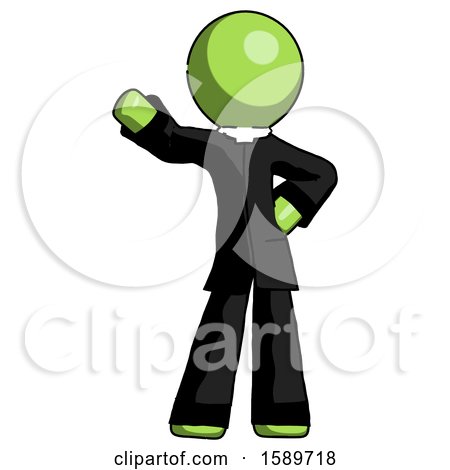 Green Clergy Man Waving Right Arm with Hand on Hip by Leo Blanchette