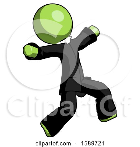 Green Clergy Man Running Away in Hysterical Panic Direction Right by Leo Blanchette