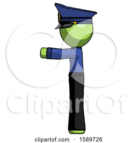 Green Police Man Pointing Left by Leo Blanchette