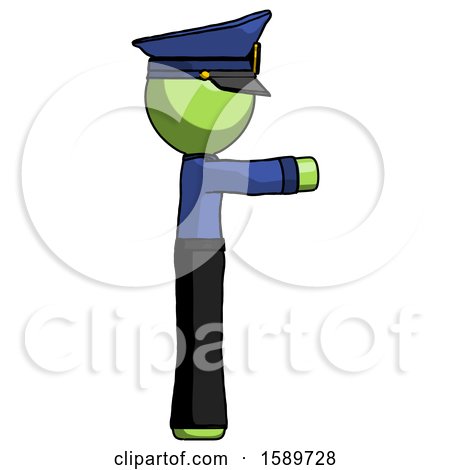Green Police Man Pointing Right by Leo Blanchette