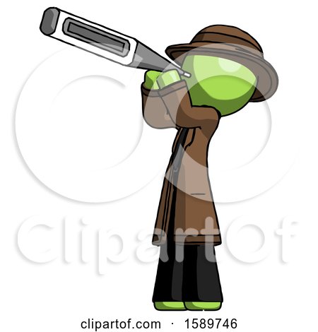 Green Detective Man Thermometer in Mouth by Leo Blanchette