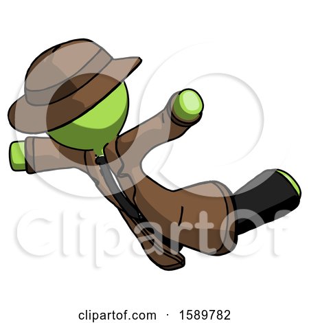 Green Detective Man Skydiving or Falling to Death by Leo Blanchette