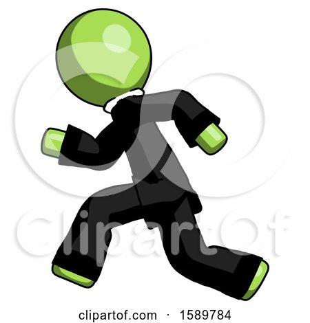 Green Clergy Man Running Fast Left by Leo Blanchette