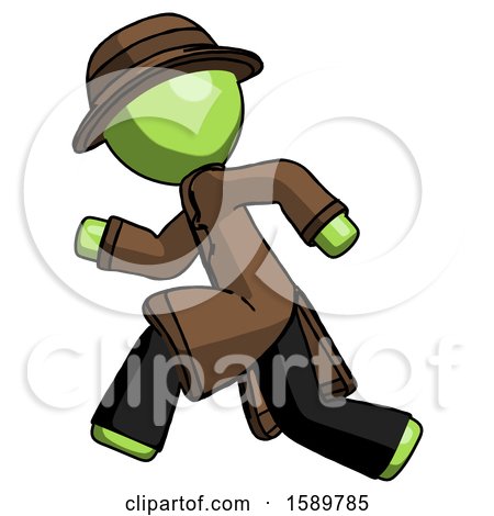 Green Detective Man Running Fast Left by Leo Blanchette