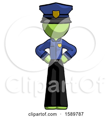 Green Police Man Hands on Hips by Leo Blanchette