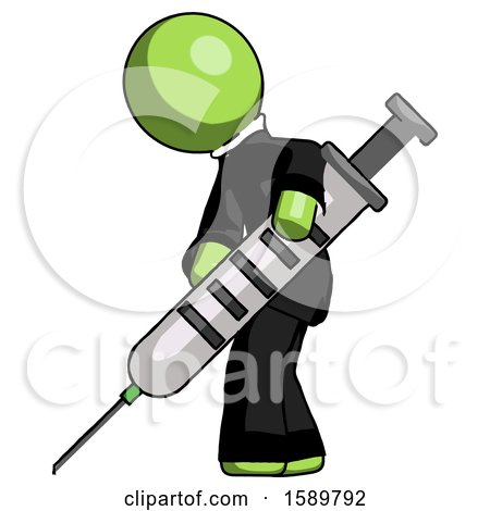 Green Clergy Man Using Syringe Giving Injection by Leo Blanchette