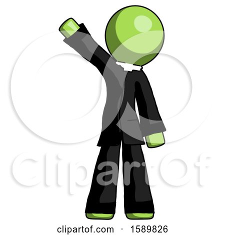 Green Clergy Man Waving Emphatically with Right Arm by Leo Blanchette