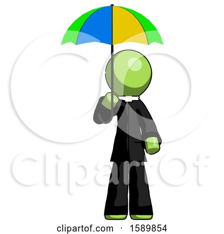 Green Clergy Man Holding Umbrella Rainbow Colored by Leo Blanchette