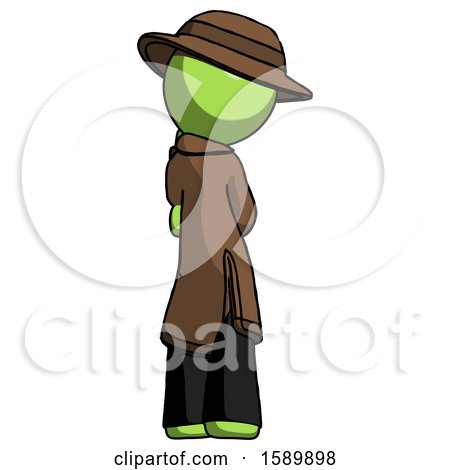 Green Detective Man Thinking, Wondering, or Pondering Rear View by Leo Blanchette