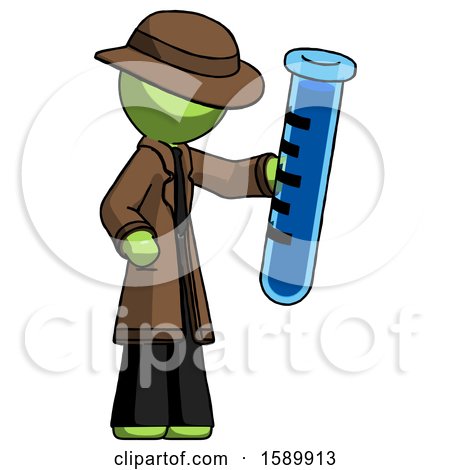 Green Detective Man Holding Large Test Tube by Leo Blanchette