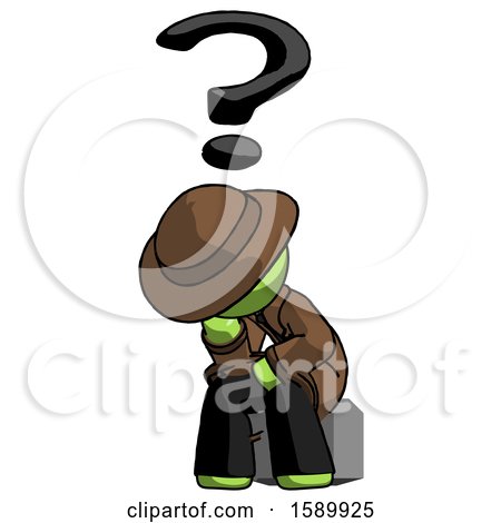 Green Detective Man Thinker Question Mark Concept by Leo Blanchette