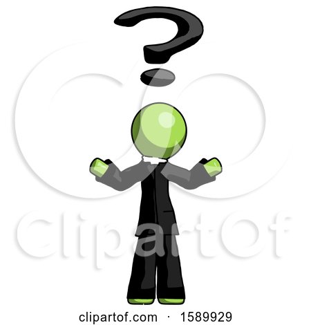 Green Clergy Man with Question Mark Above Head, Confused by Leo Blanchette