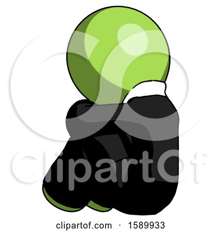 Green Clergy Man Sitting with Head down Back View Facing Left by Leo Blanchette