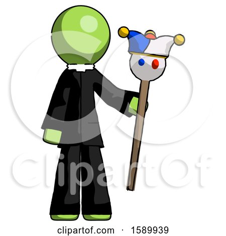 Green Clergy Man Holding Jester Staff by Leo Blanchette