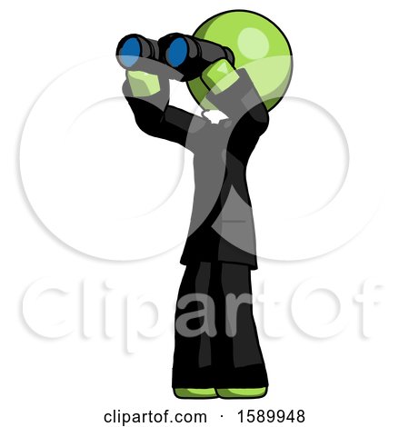 Green Clergy Man Looking Through Binoculars to the Left by Leo Blanchette