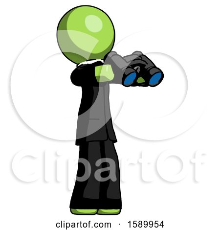 Green Clergy Man Holding Binoculars Ready to Look Right by Leo Blanchette