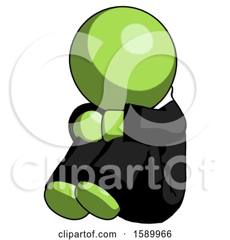 Green Clergy Man Sitting with Head down Facing Angle Left by Leo Blanchette