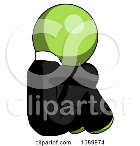 Green Clergy Man Sitting with Head down Back View Facing Right by Leo Blanchette