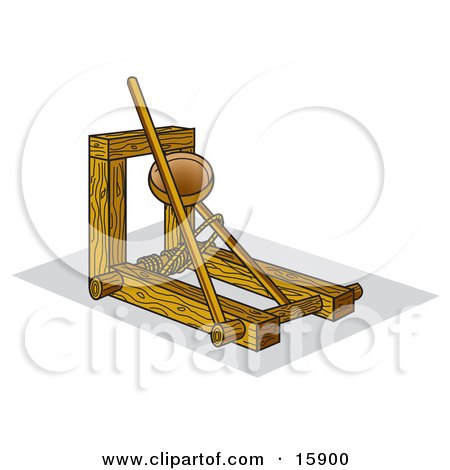 Historical Wooden Catapult Clipart Illustration by Andy Nortnik