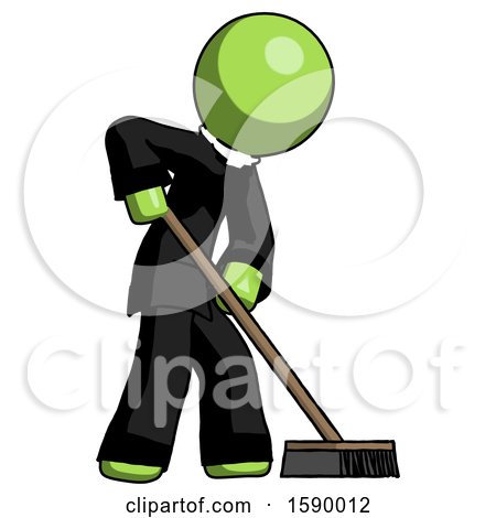 Green Clergy Man Cleaning Services Janitor Sweeping Side View by Leo Blanchette