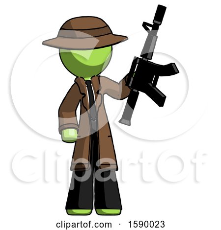 Green Detective Man Holding Automatic Gun by Leo Blanchette