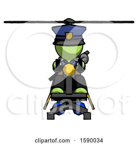 Green Police Man Flying in Gyrocopter Front View by Leo Blanchette