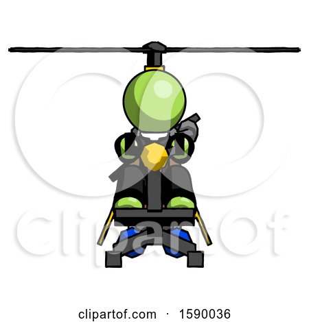 Green Clergy Man Flying in Gyrocopter Front View by Leo Blanchette