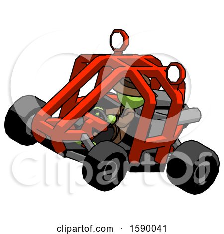 Green Detective Man Riding Sports Buggy Side Top Angle View by Leo Blanchette