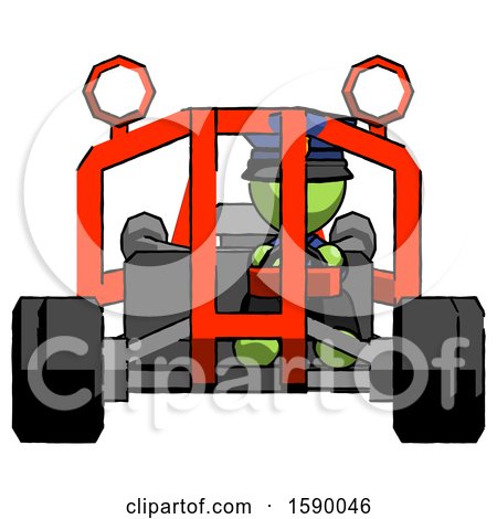 Green Police Man Riding Sports Buggy Front View by Leo Blanchette