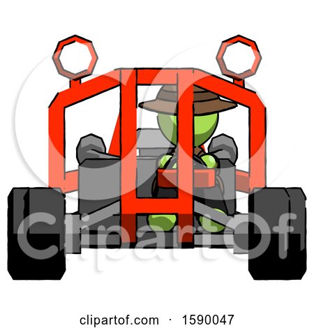 Green Detective Man Riding Sports Buggy Front View by Leo Blanchette