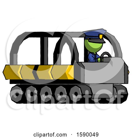 Green Police Man Driving Amphibious Tracked Vehicle Side Angle View by Leo Blanchette