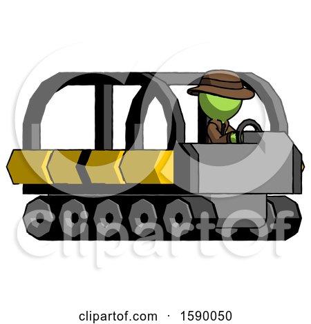 Green Detective Man Driving Amphibious Tracked Vehicle Side Angle View by Leo Blanchette