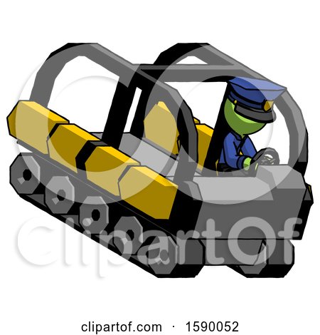 Green Police Man Driving Amphibious Tracked Vehicle Top Angle View by Leo Blanchette