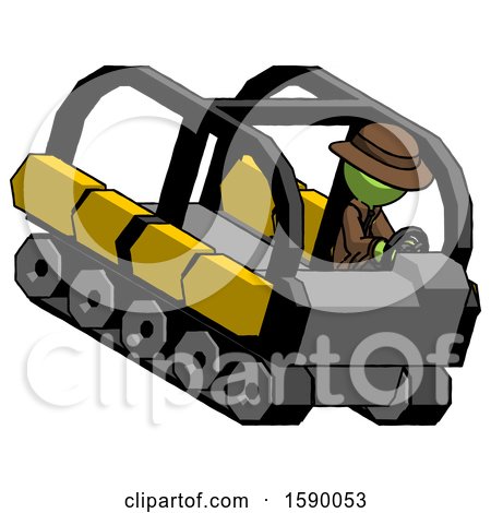 Green Detective Man Driving Amphibious Tracked Vehicle Top Angle View by Leo Blanchette