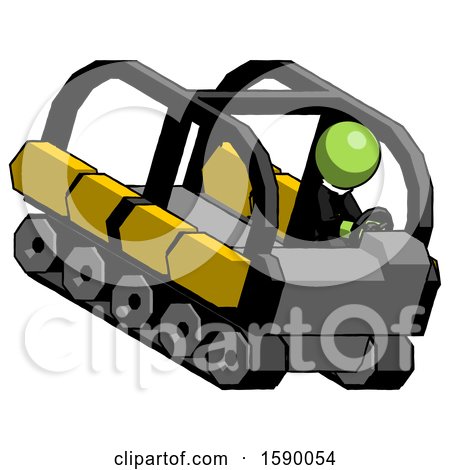 Green Clergy Man Driving Amphibious Tracked Vehicle Top Angle View by Leo Blanchette