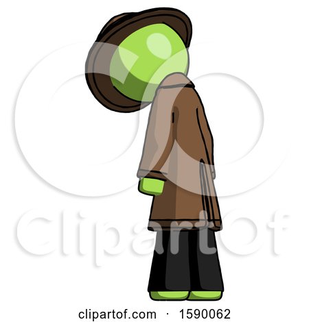 Green Detective Man Depressed with Head Down, Back to Viewer, Left by Leo Blanchette