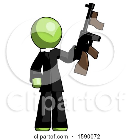 Green Clergy Man Holding Tommygun by Leo Blanchette