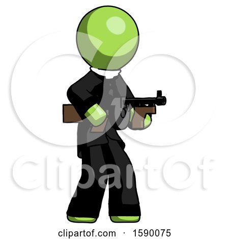 Green Clergy Man Tommy Gun Gangster Shooting Pose by Leo Blanchette