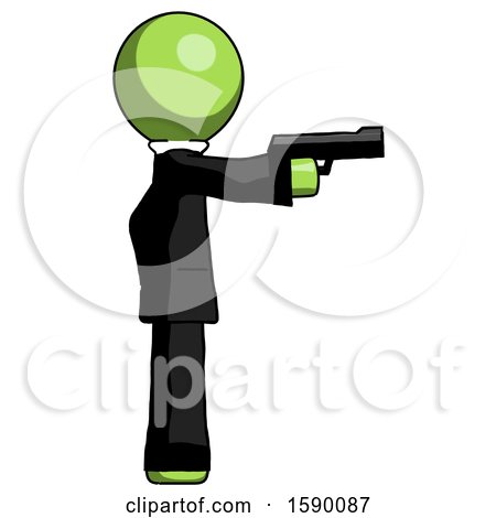 Green Clergy Man Firing a Handgun by Leo Blanchette
