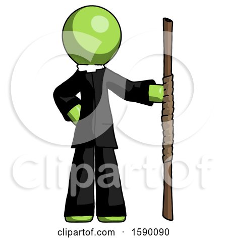 Green Clergy Man Holding Staff or Bo Staff by Leo Blanchette