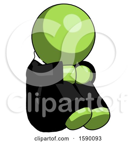 Green Clergy Man Sitting with Head down Facing Angle Right by Leo Blanchette