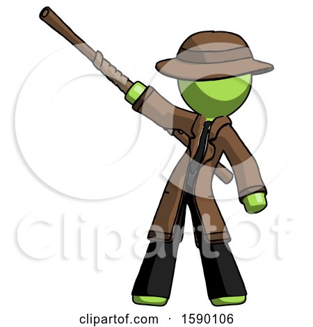 Green Detective Man Bo Staff Pointing up Pose by Leo Blanchette