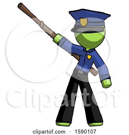 Green Police Man Bo Staff Pointing up Pose by Leo Blanchette