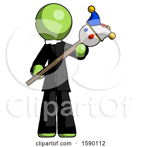 Green Clergy Man Holding Jester Diagonally by Leo Blanchette